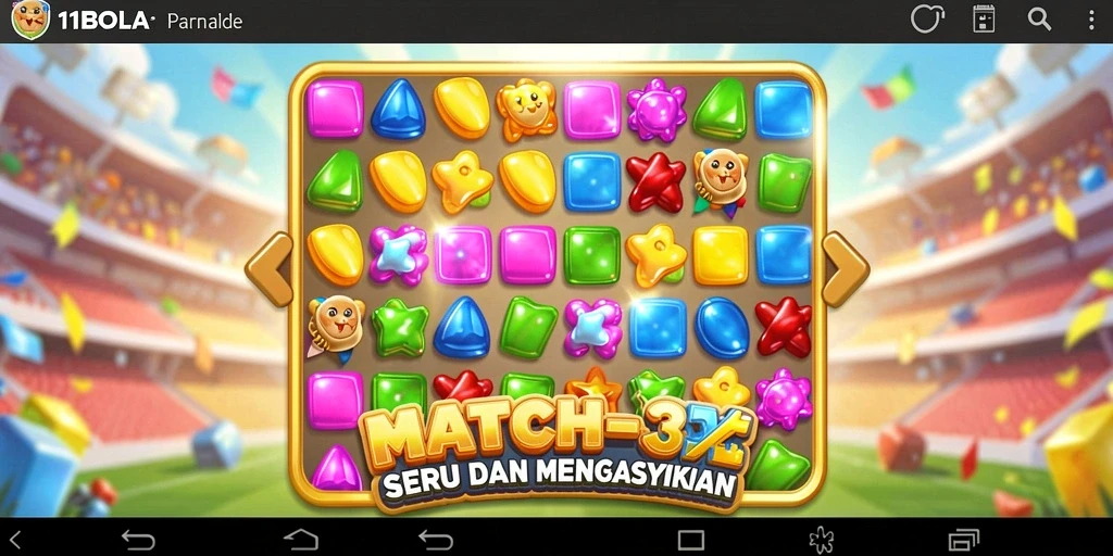 Tampilan gameplay seru dalam permainan Match-3 11BOLA.