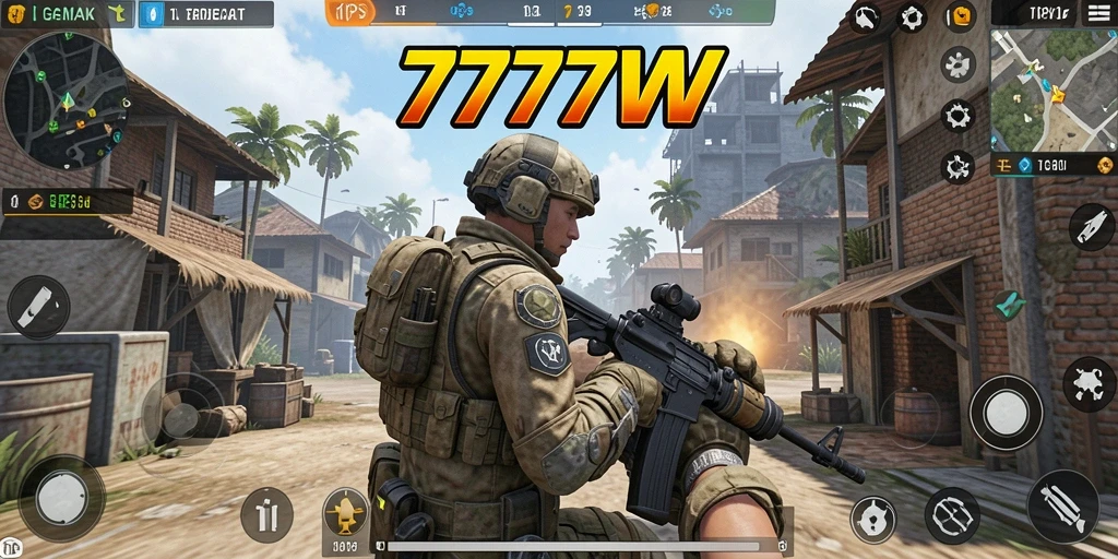 Tampilan gameplay seru dalam 7777W dengan aksi menegangkan.