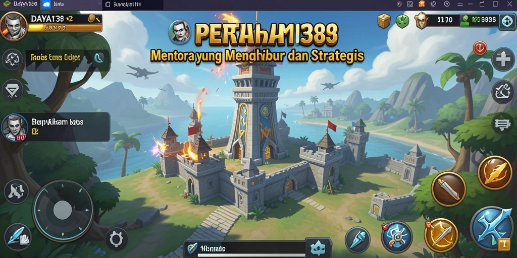 Tampilan menara dan serangan musuh di gameplay Tower Defense.