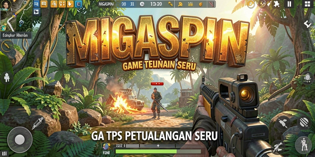 Tampilan menarik gameplay MIGASPIN dalam pertempuran TPS.